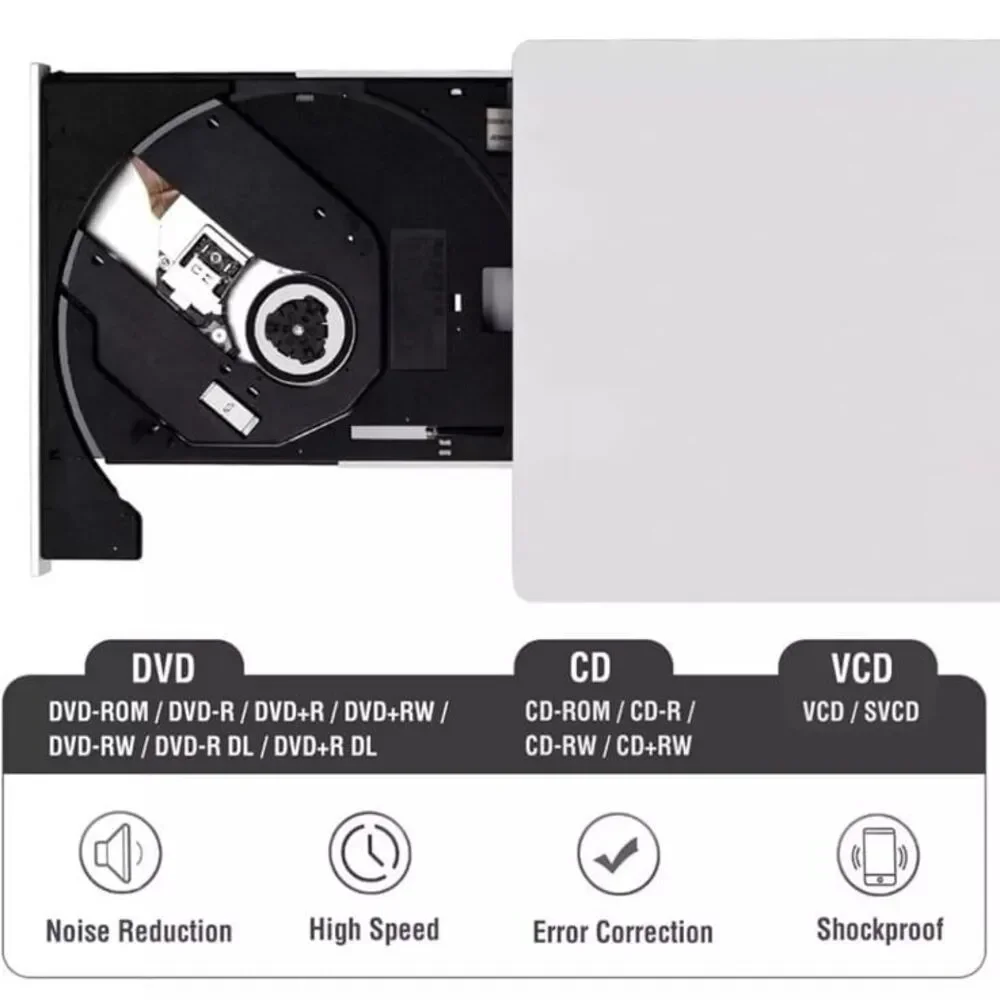 RooFull Optical Drive CD/DVD RW Super Slim Pop Up External